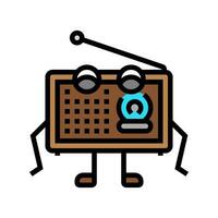 retro radio música personaje color icono vector ilustración