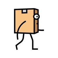 go cardboard box character color icon vector illustration