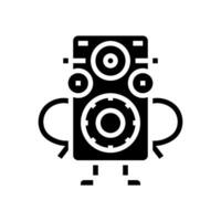 vintage speaker character retro music glyph icon vector illustration