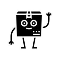 stand cardboard box character glyph icon vector illustration