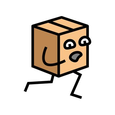 run cardboard box character color icon vector illustration