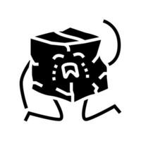 sad torn cardboard box character glyph icon vector illustration