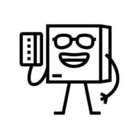 credit card cardboard box character line icon vector illustration