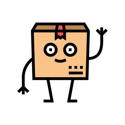 stand cardboard box character color icon vector illustration