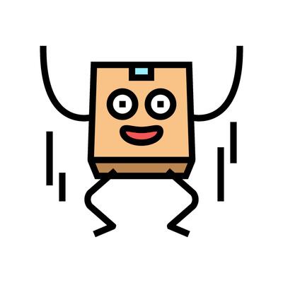 jump cardboard box character color icon vector illustration