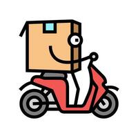 riding scooter cardboard box character color icon vector illustration