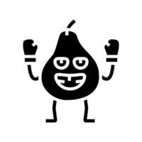 pear fruit fitness character glyph icon vector illustration