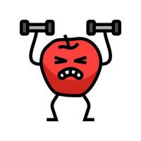 apple fruit fitness character color icon vector illustration