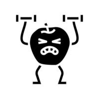 apple fruit fitness character glyph icon vector illustration