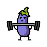 eggplant fruit fitness character color icon vector illustration