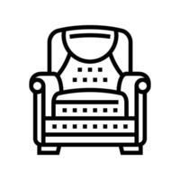 Sillón cuero línea icono vector ilustración