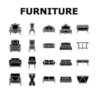 furniture luxury interior home icons set vector