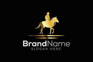 Trendy and Professional golden Horse logo design vector template