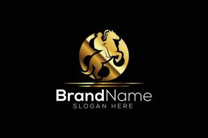 Trendy and Professional horse and film production gold logo design vector template