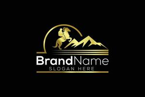 Trendy and Professional Horse and hill logo design vector template