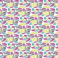 Trendy Motley Pattern With Colorful Squiggles. 90x style, graffiti style. Vector Illustration