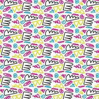 Trendy Motley Pattern With Colorful Squiggles. 90x style, graffiti style. Vector Illustration