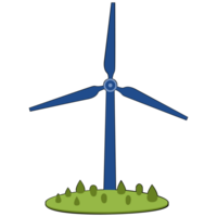 Wind turbine clipart flat design on transparent background, clean energy concept isolated clipping path element png