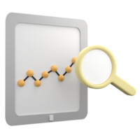 Graph analysis focus clipart business icon isolated on transparent background, 3D render business analysis concept png