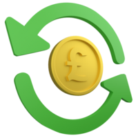 British pound cycle trading clipart icon isolated on transparent background, 3D render forex finance trading concept png