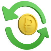 Russian ruble cycle trading clipart icon isolated on transparent background, 3D render forex finance trading concept png