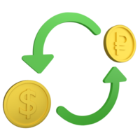 Trading between dollar and ruble clipart icon isolated on transparent background, 3D render forex finance trading concept png