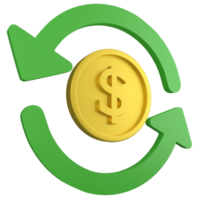 US Dollar cycle trading clipart icon isolated on transparent background, 3D render forex finance trading concept png