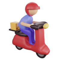 Delivery biker clipart flat design icon isolated on transparent background, 3D render logistic and delivery concept png