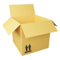 Parcel open box clipart flat design icon isolated on transparent background, 3D render logistic and delivery concept png