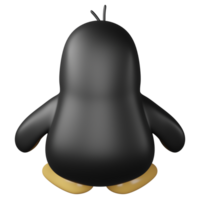 Penguin back view clipart flat design icon isolated on transparent background, 3D render animal clipping path png