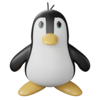 Penguin front view clipart flat design icon isolated on transparent background, 3D render animal clipping path png