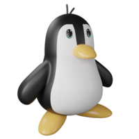 Penguin side view clipart flat design icon isolated on transparent background, 3D render animal clipping path png