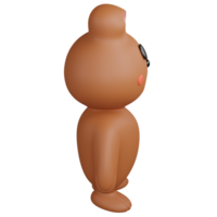 Bear side view clipart flat design icon isolated on transparent background, 3D render animal clipping path 2 png