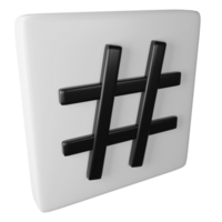 Hashtag icon clipart flat design icon isolated on transparent background, 3D render social media concept png