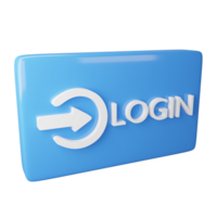 Login button clipart flat design icon isolated on transparent background, 3D render social media concept png