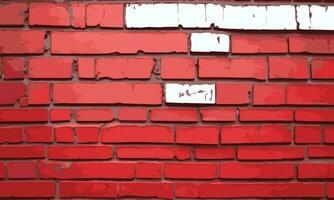 Brick wall red-white surface texture background. brick wall broken block pattern vector illustration