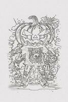 A hand-drawn sketch of a Halloween pumpkin outline illustration photo