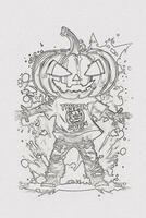 A hand-drawn sketch of a Halloween pumpkin outline illustration photo