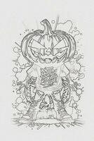 A hand-drawn sketch of a Halloween pumpkin outline illustration photo