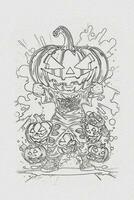 A hand-drawn sketch of a Halloween pumpkin outline illustration photo