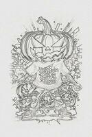 un dibujado a mano bosquejo de un Víspera de Todos los Santos calabaza contorno ilustración foto