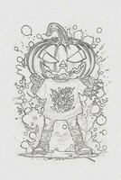 A hand-drawn sketch of a Halloween pumpkin outline illustration photo