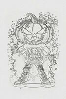 A hand-drawn sketch of a Halloween pumpkin outline illustration photo