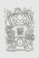 A hand-drawn sketch of a Halloween pumpkin outline illustration photo