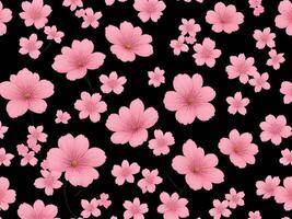 Seamless pattern with pink flowers on a black background photo