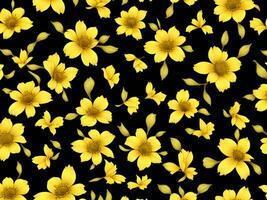 sin costura modelo con amarillo color flores en un negro antecedentes foto