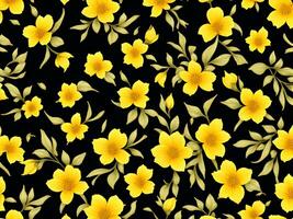 sin costura modelo con amarillo color flores en un negro antecedentes foto