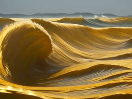 Water waves in the sea with golden color photo