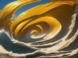 Water waves in the sea with golden color photo