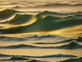 Water waves in the sea with golden color photo